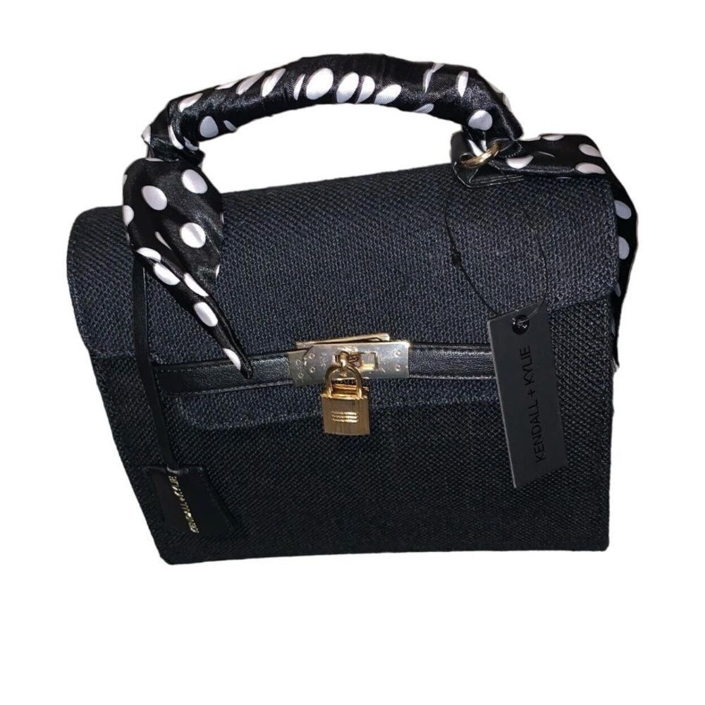 Kendall & Kylie Black Satchel with Polka Dot Handle & Crossbody Strap Included